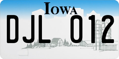 IA license plate DJL012