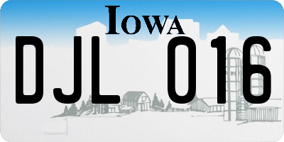 IA license plate DJL016