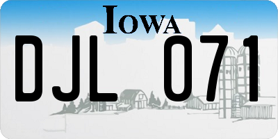 IA license plate DJL071