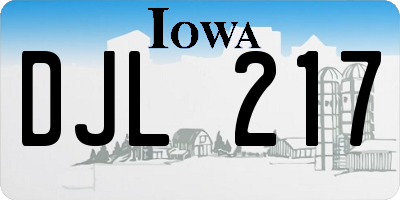 IA license plate DJL217
