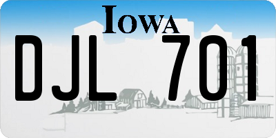 IA license plate DJL701