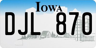 IA license plate DJL870