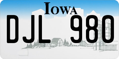 IA license plate DJL980