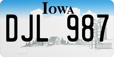 IA license plate DJL987
