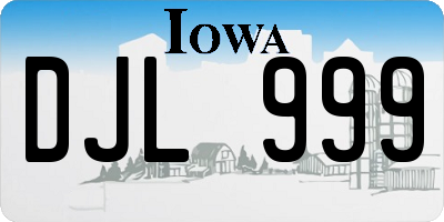 IA license plate DJL999