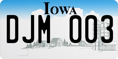 IA license plate DJM003