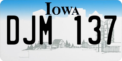IA license plate DJM137