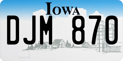 IA license plate DJM870