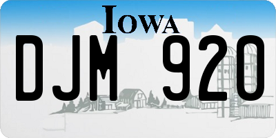 IA license plate DJM920