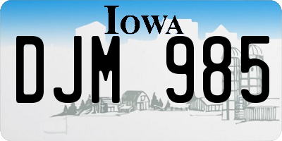 IA license plate DJM985