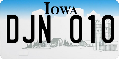 IA license plate DJN010