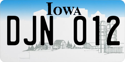 IA license plate DJN012