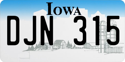 IA license plate DJN315