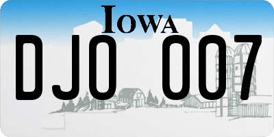 IA license plate DJO007