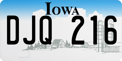 IA license plate DJQ216