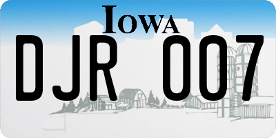 IA license plate DJR007