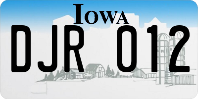 IA license plate DJR012