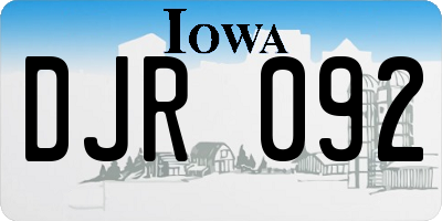 IA license plate DJR092