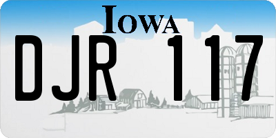 IA license plate DJR117