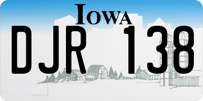 IA license plate DJR138
