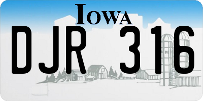 IA license plate DJR316