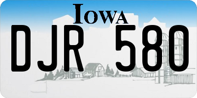 IA license plate DJR580