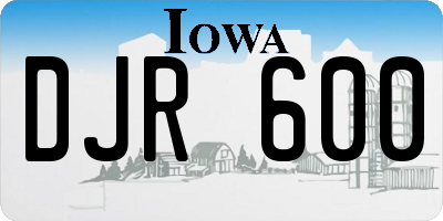 IA license plate DJR600
