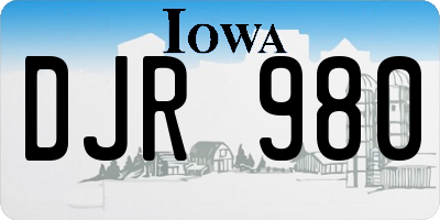 IA license plate DJR980