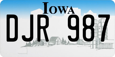 IA license plate DJR987
