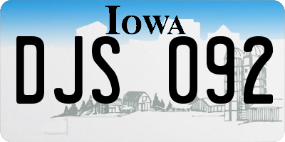 IA license plate DJS092