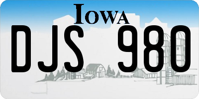 IA license plate DJS980
