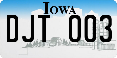IA license plate DJT003