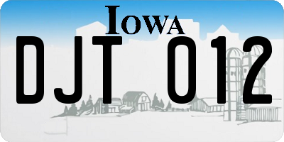 IA license plate DJT012
