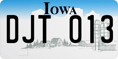 IA license plate DJT013