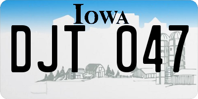IA license plate DJT047