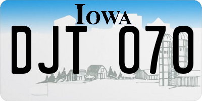 IA license plate DJT070