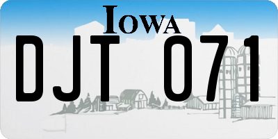 IA license plate DJT071