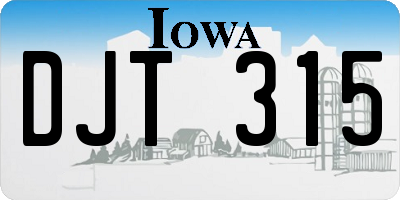 IA license plate DJT315