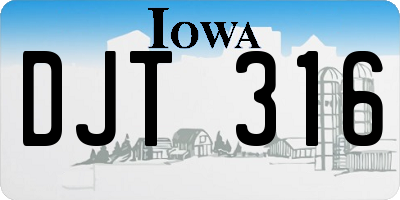 IA license plate DJT316