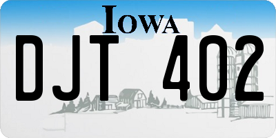 IA license plate DJT402