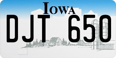 IA license plate DJT650