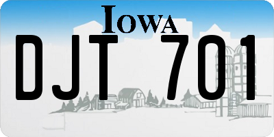 IA license plate DJT701