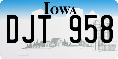 IA license plate DJT958