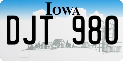 IA license plate DJT980