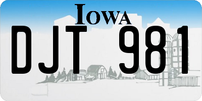 IA license plate DJT981