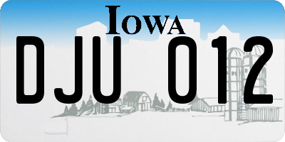 IA license plate DJU012
