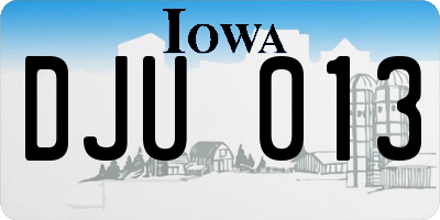 IA license plate DJU013