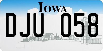IA license plate DJU058