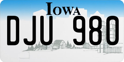 IA license plate DJU980