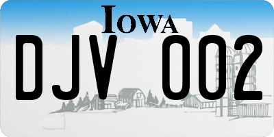 IA license plate DJV002